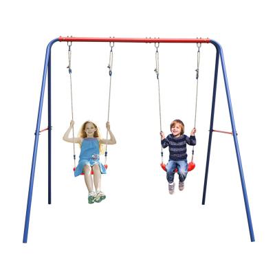 China Modern Kids Amusement Toy Double Swing PVC Seat and PE Rope For Outdoor Leisure And Entertainment for sale