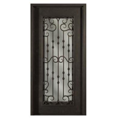 China Swing Modern Galvanized Wrought Iron Door Simple Design With Glass for sale