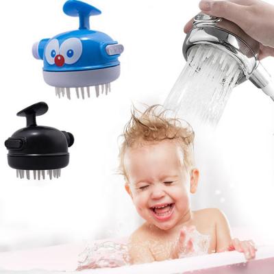 China Cute Handheld Shower Head Kids Colorful Water Saving Shower Heads Kids Shower With Silicone Hair Scalp Massage Shampoo Brush for sale