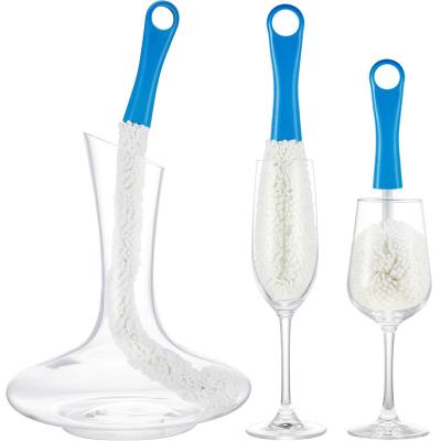 China 3 Pcs Sustainable Household Cleaning Tools Wine Decanter Cleaning Brush Bottle Scourer For Wine Decanters Goblets Glass Cups for sale