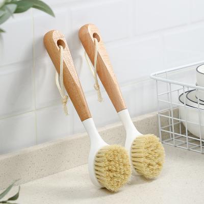 China Sustainable Kitchen Sink Household Bamboo Cleaning Dish Brush Natural Scrub Cleaning for sale