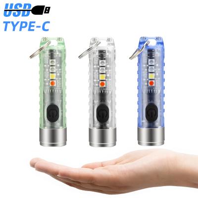 China New Mini Type-C Warning Flashlight ZL-s11 Red/Blue/Purple Magnetic Suction Quickly Charging Key Chain Flashlight for sale