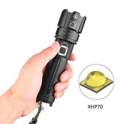 China P70 Zoom Flashlight Rechargeable Tactical Input And XHP70 Display Output Power Strong Lightweight P90 Flashlight ZL-1476 for sale