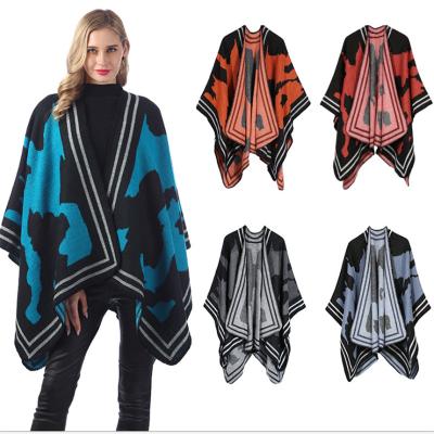 China 2021 fashion fashion camou print poncho de ruana for lady for sale