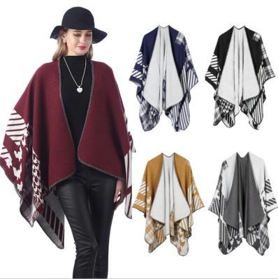 China 2022 fashion logo custom high quality fashion poncho cashmere pashmina shawl wholesale winter capes for sale