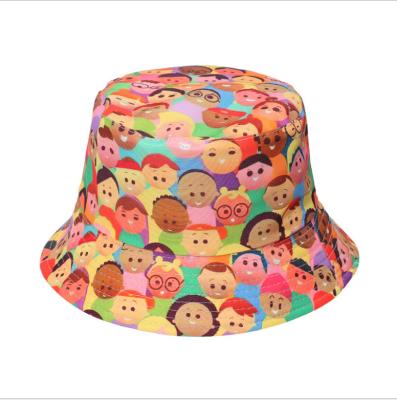 China Sunshade 2022 newcomer fashion cartoon character printed fisherman hats for women bilateral for sale