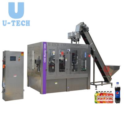 China U TECH Beverage Automatic 3 In 1 Line Carbonated Small Bottle Beverage Filling Machine Factory for sale