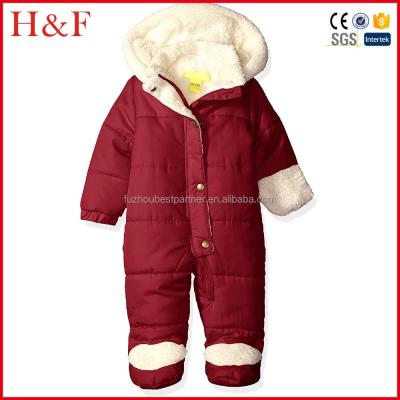 China Heavy snap and zipper girls bubble pram costume cute snowsuit boutique baby ski suit clothes for sale