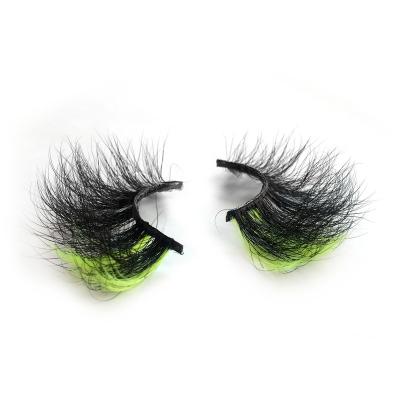 China Very Soft and Lightweight 3D Mink Lashes 25 mm Private Label Colored Shaft Pink Red Green Black 25mm Multi Colored Lashes Cotton Mink Lashes With Color for sale