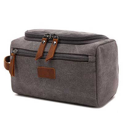 China High Quality Custom Made Mens Toiletry Bag Travel Private Label Cosmetic Bags Vintage Zipper Makeup Wash Bag for sale