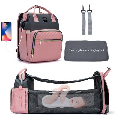 China Portable Water Resistant Outdoor Changing Baby Set Bags for Mother Mom Baby Travel Cot Diaper Bag Backpack for sale