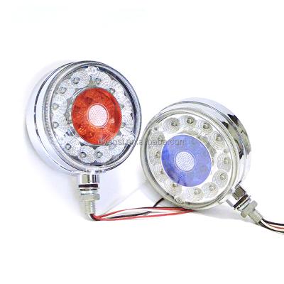 China Plastic Housing + Dual Lens 12V 24V Plastic Red Blue Red Side Beacon Stop Turn Signal Light For Shainy Motorcycle for sale