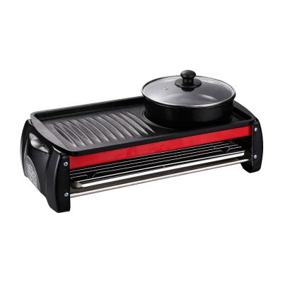 China Adjustable Size Commercial 2 in 1 Electric BBQ Grill with Electric Hot Pot Doner Kebab Grill Machine for sale