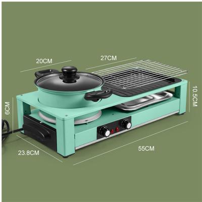 China Adjustable Height Easily Cleaned Electric BBQ Grill Large Capacity Home Smokeless Infrared Grills Parts With Water Tray No Lid Top 2 In 1 Pot for sale