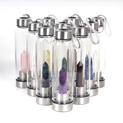 China Wholesale Camouflage Crystal Wands Gravel Gemstone Dots Glass Natural Stone Infused Crystal Water Bottle for sale