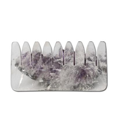 China China Crystal Hair Combs Natural Hand Made Clear Quartz and Rose Quartz Crystal Hair Combs for Healing for sale