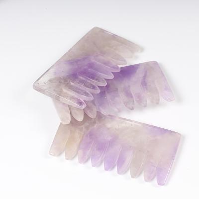 China China Wholesale Quartz Crystal Hair Massage Combs Natural and Amethyst Quartz Crystal Hair Combs for Healing for sale