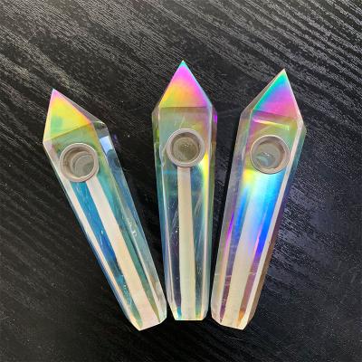 China China Wholesale Natural Angel Aura Smoking Pipes Crystal Glass Smoking Pipes For Healing for sale