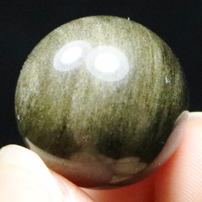 China Wholesale Natural Crystal Obsidian Crystal Sphere Obsidian Crystal Ball China Gemstone Gold For Decoration for sale