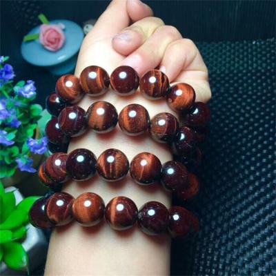 China Cute Natural Red Tiger Eye Prayer Beads Meditation Healing 12mm Bracelet for sale