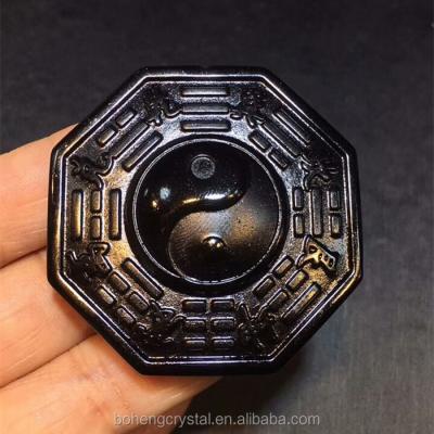 China China Hot Selling High Quality Natural Obsidian Tai Chi Bagua Crystal Pendant for sale