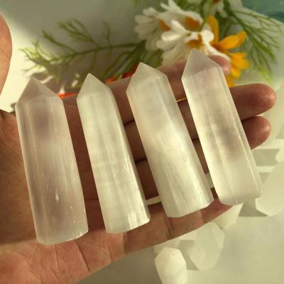 China Wholesale High Quality Natural Stone Selenite White Tower Magic Wand Point China Healing Reiki Crystal Points For Home Decoration for sale