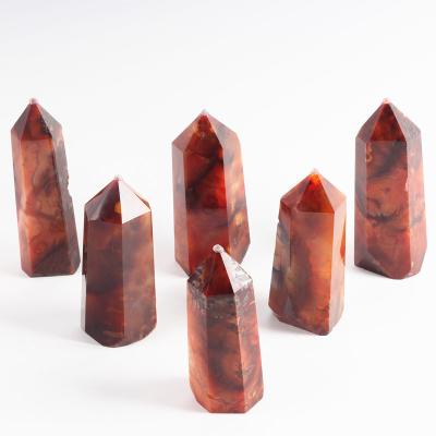 China China Wholesale Natural Red Carnelian Quartz Crystal Points Healing Wands Red Carnelian Wand Trick Crystal Agate Point For Reiki for sale