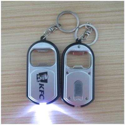 China Gift plastic wholesale gift promotional item customize custom logo plastic key chain mini LED bottle opener for sale