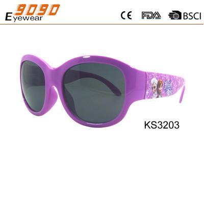 China Cute Girl's Sunglasses, made of  Plastic Frame  , printed the Disney Frozen on the temple for sale