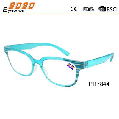 China Colorful rectangle readig glasses with PC frame, plastic hinge ,suitable for women for sale