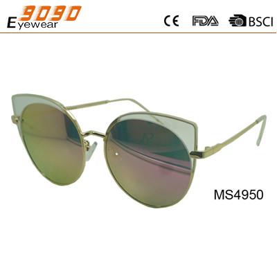 China Lady's cat-eye shape fashionable sunglasses,made of metal , UV 400 Protection Lens for sale