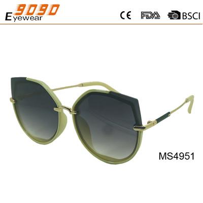 China New arrival and hot sale of metal sunglasses, UV 400 Protection Lens，suitable for women for sale