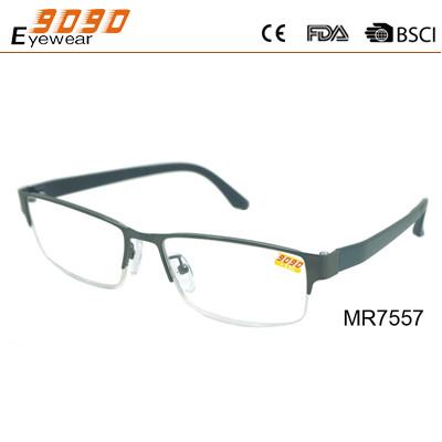 China Semi-rimleess hot sale reading glasses,made of metal,suitable for men and women for sale