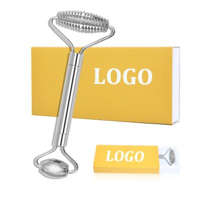 China Custom Metal Facial Roller Logo Cooling Spike Ice Roller Private Label Stainless Steel Face Roller Face Lift Set For Face Eye Cosmetic for sale