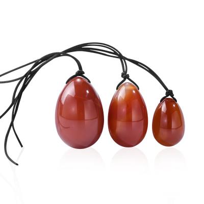 China Natural Red Carnelian Agate Jade Yoni Eggs Comfortable Kegel Eggs For Women Exercise Ball Craft Crystal Semi-precious Stone Set for sale