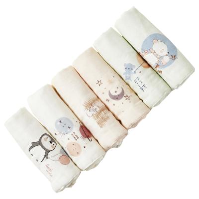 China BabyGreat Safe for Kids Reusable Soft Newborn Face Towel and Muslin Towels 6 Layer Muslin Natural Cotton Washcloths for Baby Gift 6pcs for sale