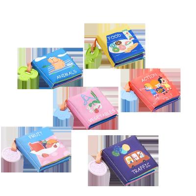 China Not Easy To Tear BabyGo 6 Pcs Soft Tissue &Food Letter &Food Early Baby Cloth Book Baby Education Development Toys Infant Gifts for sale