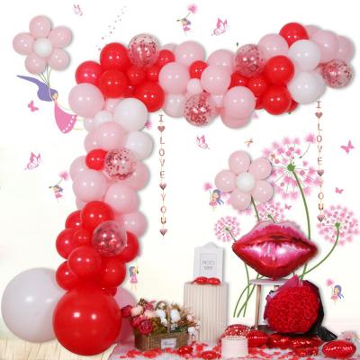 China Indoor Decoration Valentine's Day Balloons Wholesale Party Decoration Birthday Balloons Valentine's Day Pull Flag Round Latex Balloons for sale