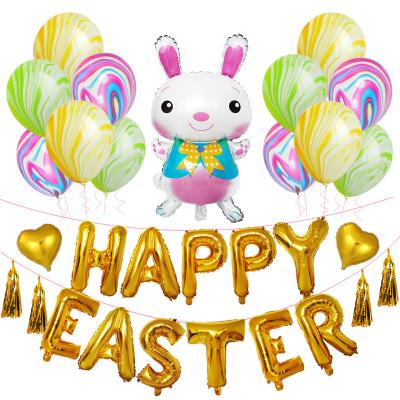 China Indoor Cartoon Rabbit Theme Balloon Set Party Decoration Latex 12 Inch Easter Balloon Agate Balloon for sale