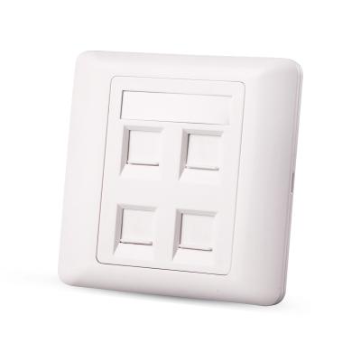 China RJ45 RJ11 Wall Plate 86*86 4 Ports Cat6 Jack Trapezoidal Face Plate LX-FP-A4 for sale