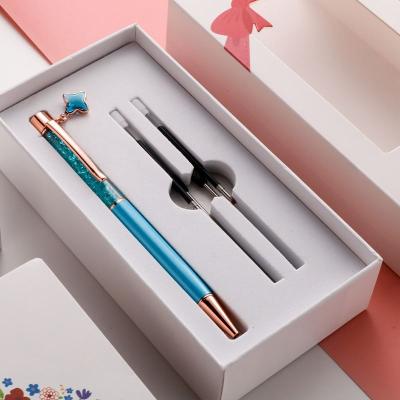 China Office & School Point Pen Hot Sale Crystal Four Leaf Clover Pen Set With Gift Box Luxury Custom Ballpoint Pen With Logo for sale