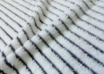 China Black / White Stripe Berber Fleece Sherpa Fabric Cloth Lining With SGS Certification for sale