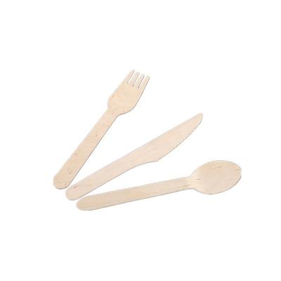 China Mini Cutlery Wooden Fruit Tableware Factory Price Wholesale Customization Wooden Spoon 2 in 1 Fork and Knife for sale