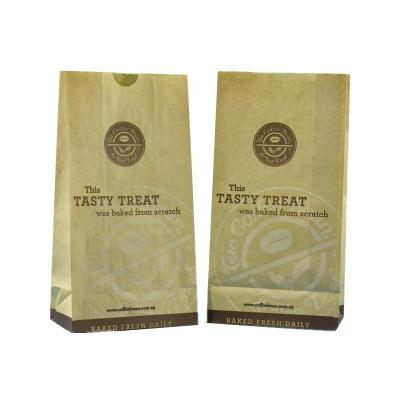 China Hot Selling High Quality Recyclable Design Krfat Paper Food Bags With Flat Base For Coffee Packaging for sale