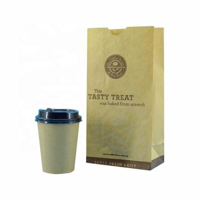 China Recyclable Custom Logo Print Wholesale Grocery White Brown Packaging Paper Food Bag For Takeout Food for sale