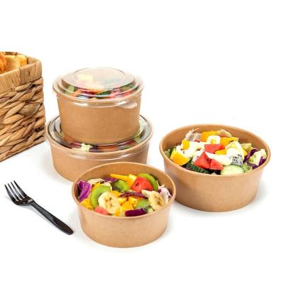 China Wholesale Disposable Paper Salad Bowl Soup Cup Custom Disposable OEM Food Bowl 1000ml for sale