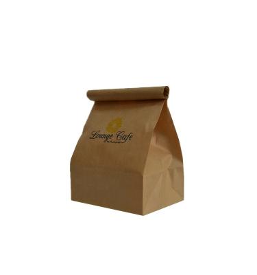 China Factory Disposable Sales Custom Logo Printed Craft Brown Paper Bag With Block Bottom for sale