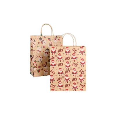 China Reusable Reusable Christmas Paper Bag Kraft Paper Bags, Reusable bolsas de papel shopping paper bags with custom printed for sale