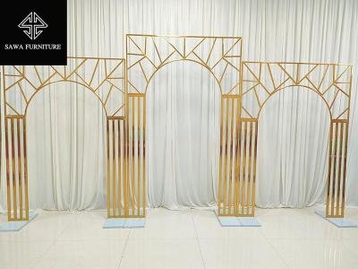 China Party / Wedding Decoration Wedding Flower Metal Props Outdoor Metal Gold Arch Stage Backdrop For Events for sale