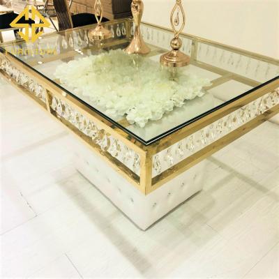 China (Others) Modern Design Adjustable Crystal Banquet Table Stainless Steel Side Dining Table Top Sets For Wedding for sale